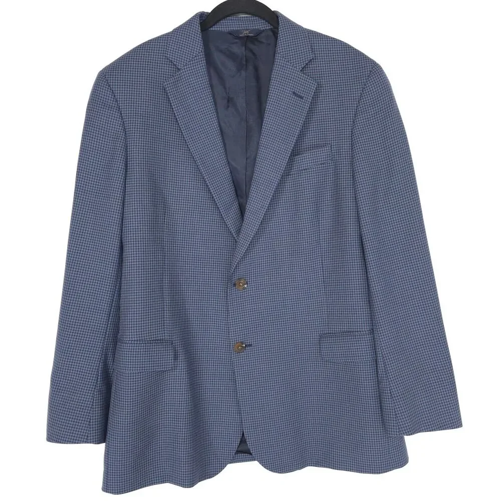 BROOKS BROTHERS 346 Mens Fitzgerald Fit Blue Check‎ Wool Sport Coat Blazer 44R